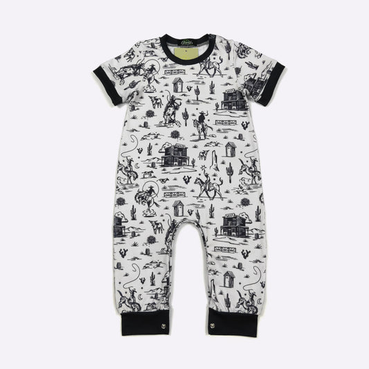Black & White Western Boy Romper 12/24M