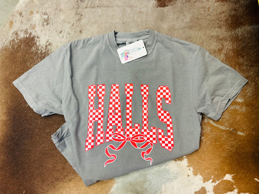 Halls Checkered Bow Tshirt