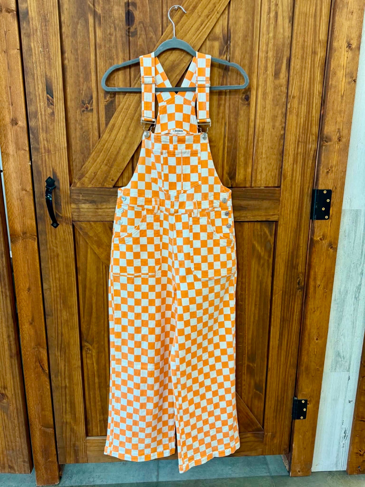 Orange & White Checkered Overalls