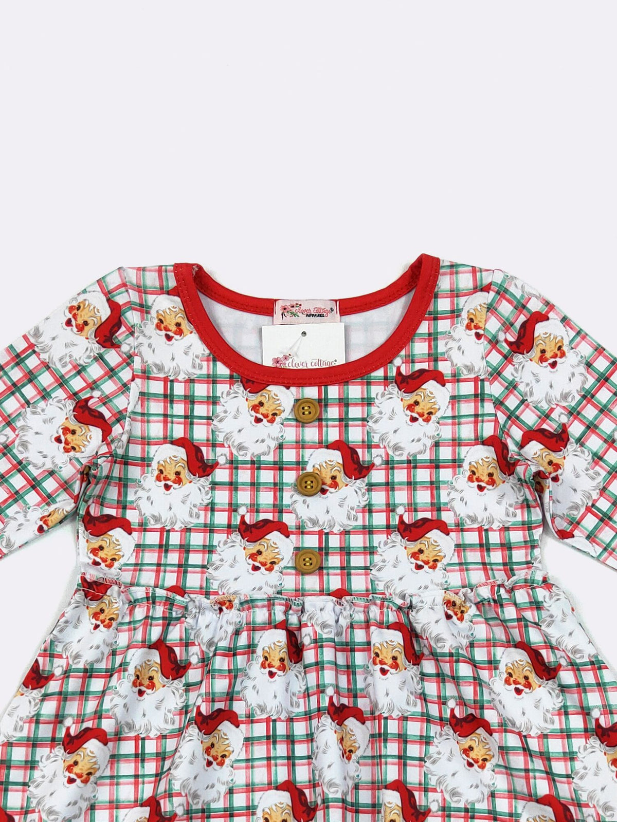 Gingham Santa Girls Dress