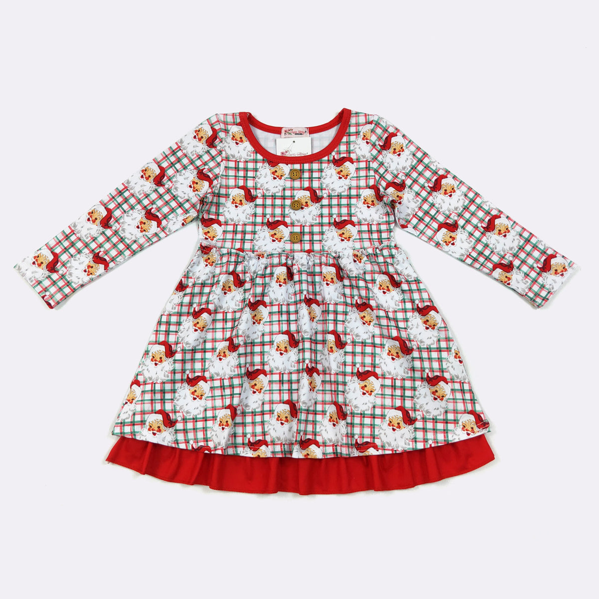 Gingham Santa Girls Dress