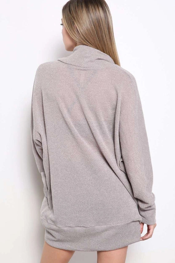 Cement Dolman Shawl Collar Cardigan
