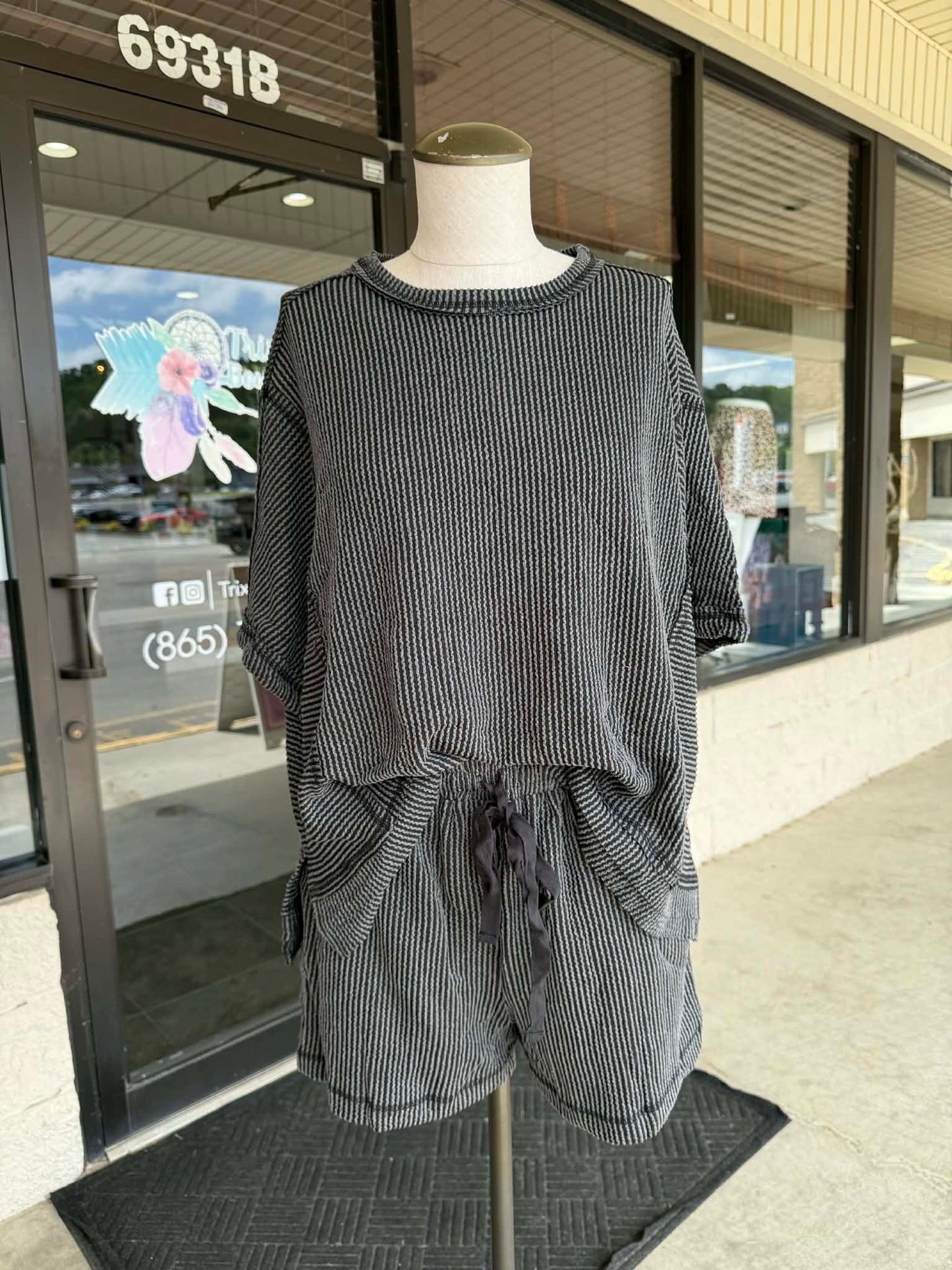 Charcoal Ribbed Comfy Set