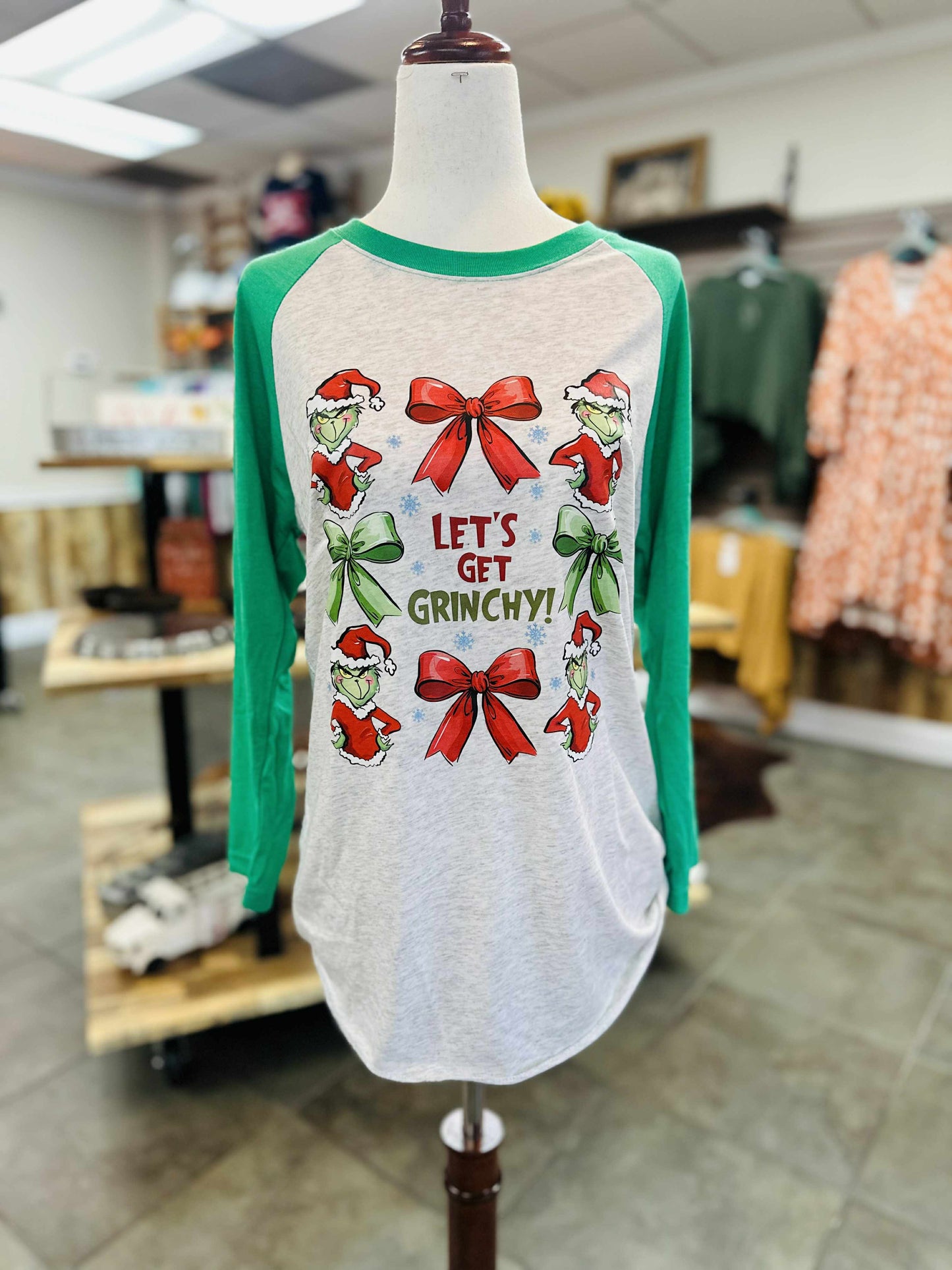 Let's Get Grinchy 3/4 Tshirt