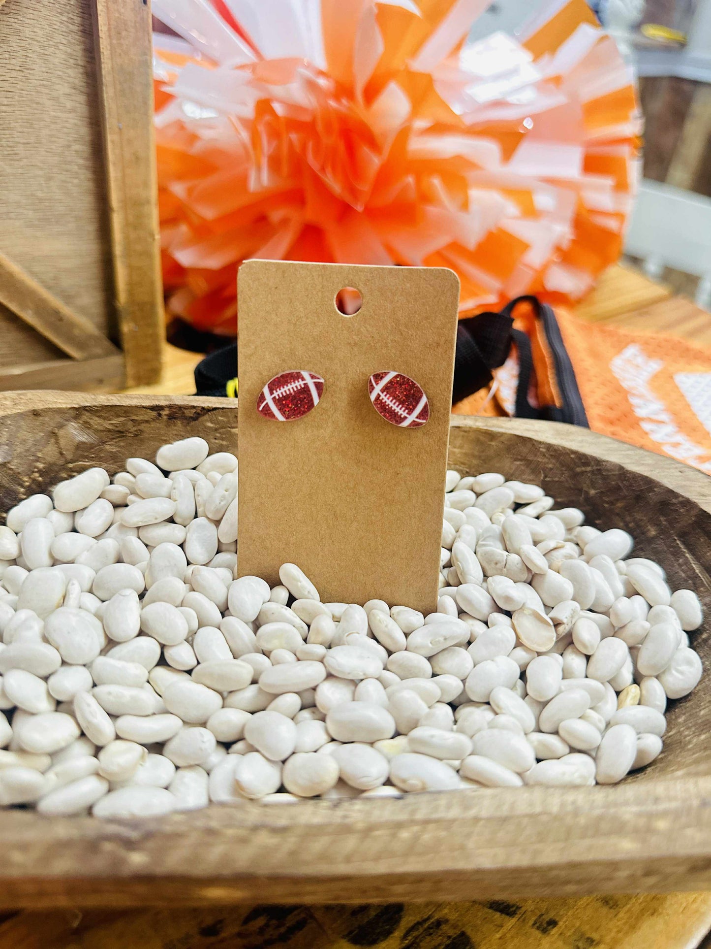 Glitter Football Stud Earrings