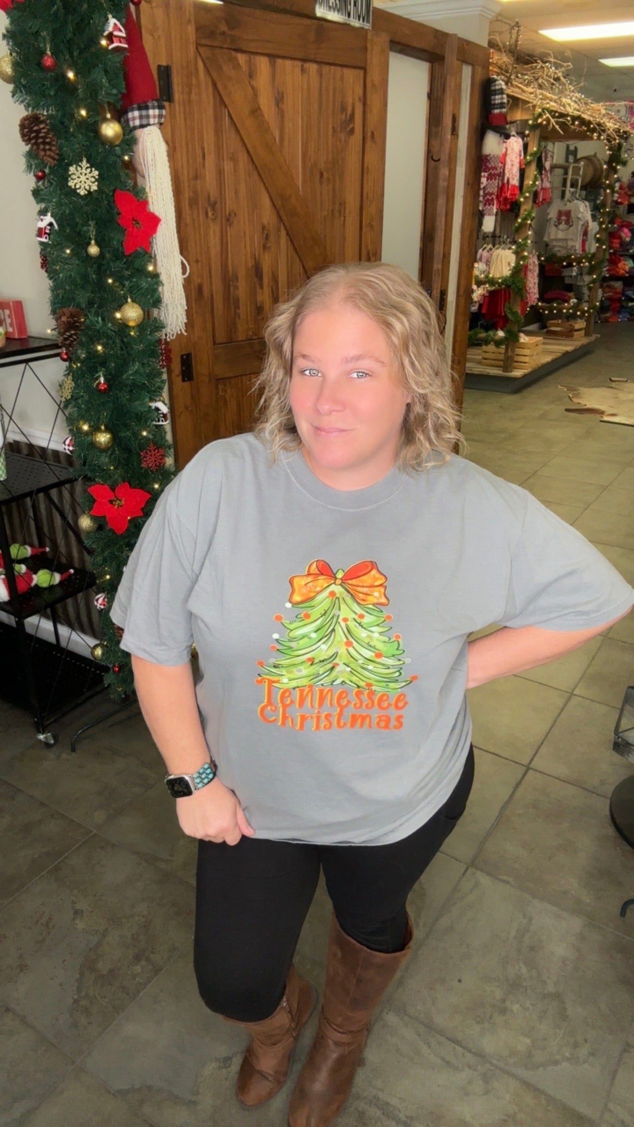 Grey Comfort Colors TN Christmas Tshirt