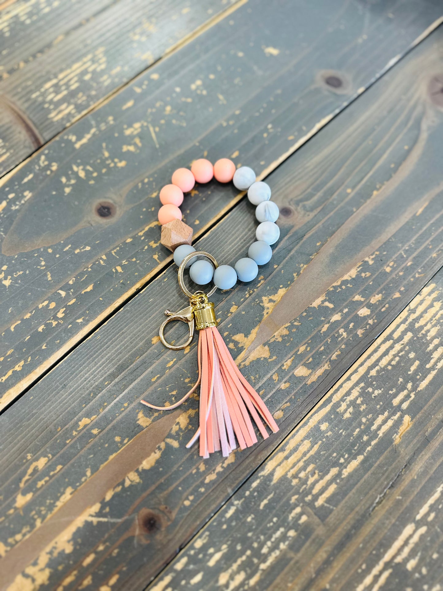 Beaded Stretch Bangle w/ Tassel