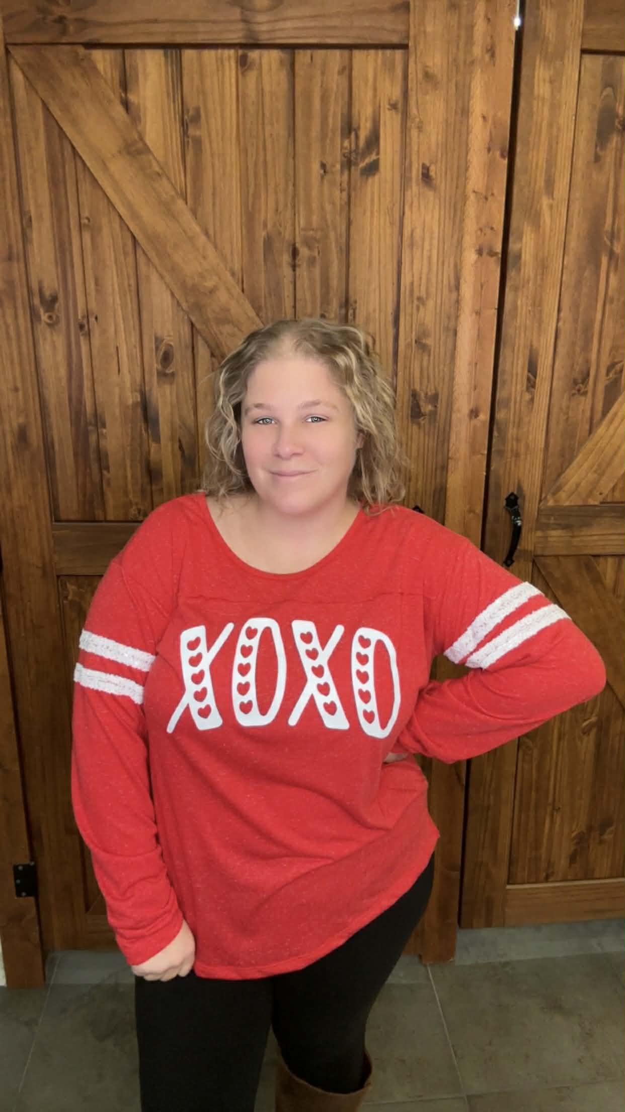 XOXO Long Sleeve Sequin Top