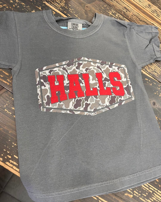 Kids Halls Camo Grey CC T-Shirt