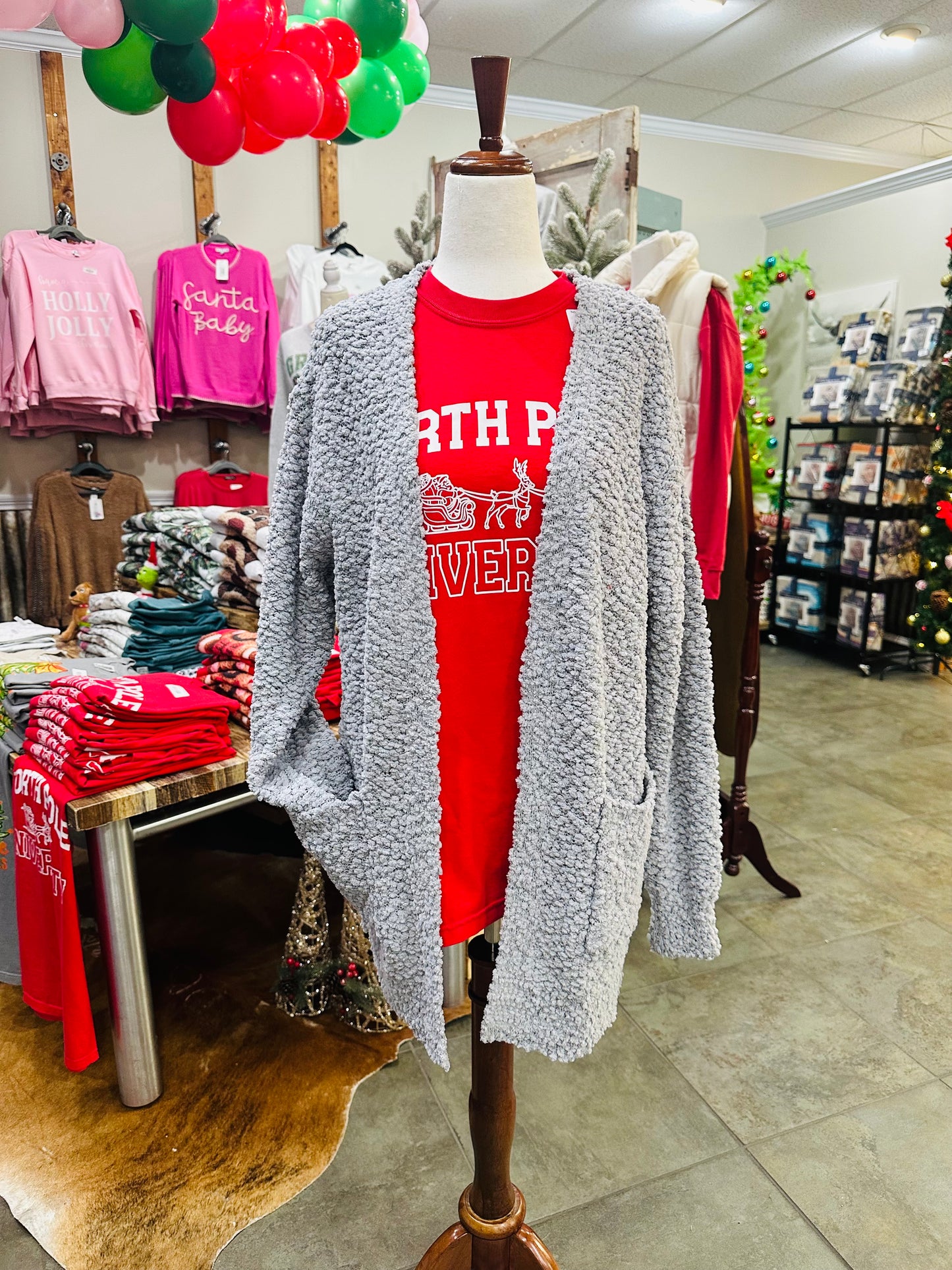 Lt. Grey Popcorn Cardigan