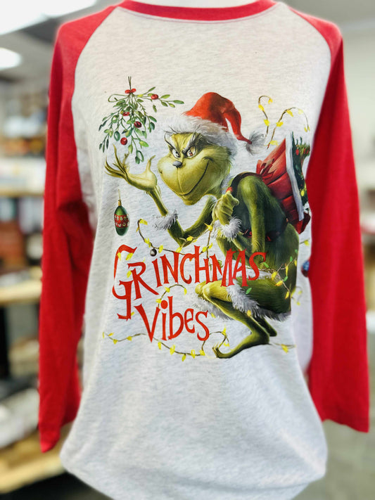 Grinchmas Vibes 3/4 Tshirt