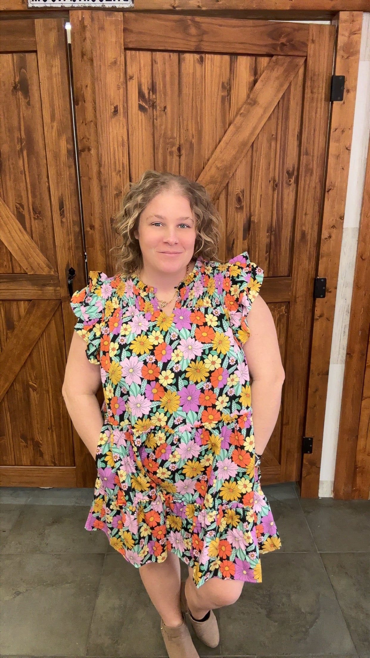 Spring into Flowers Black Mix Dress