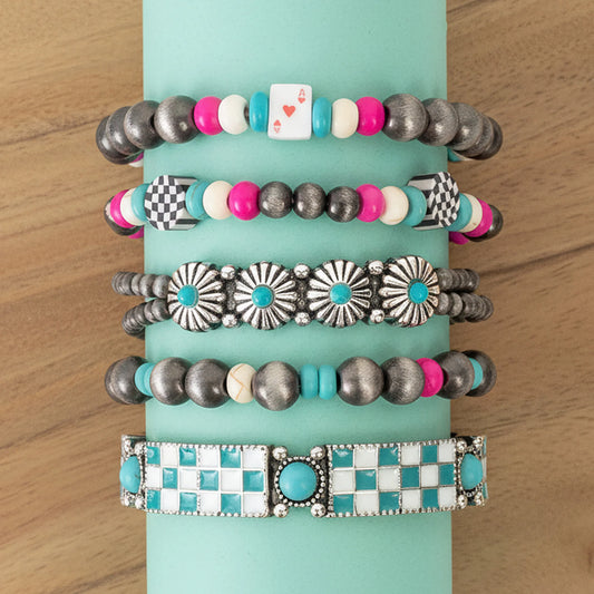 Checkered Stacked Bracelet Set