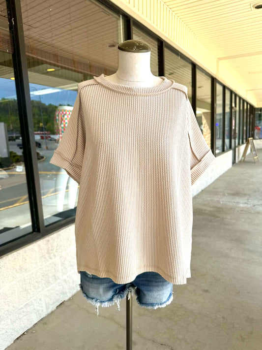 Sand Ribbed Top