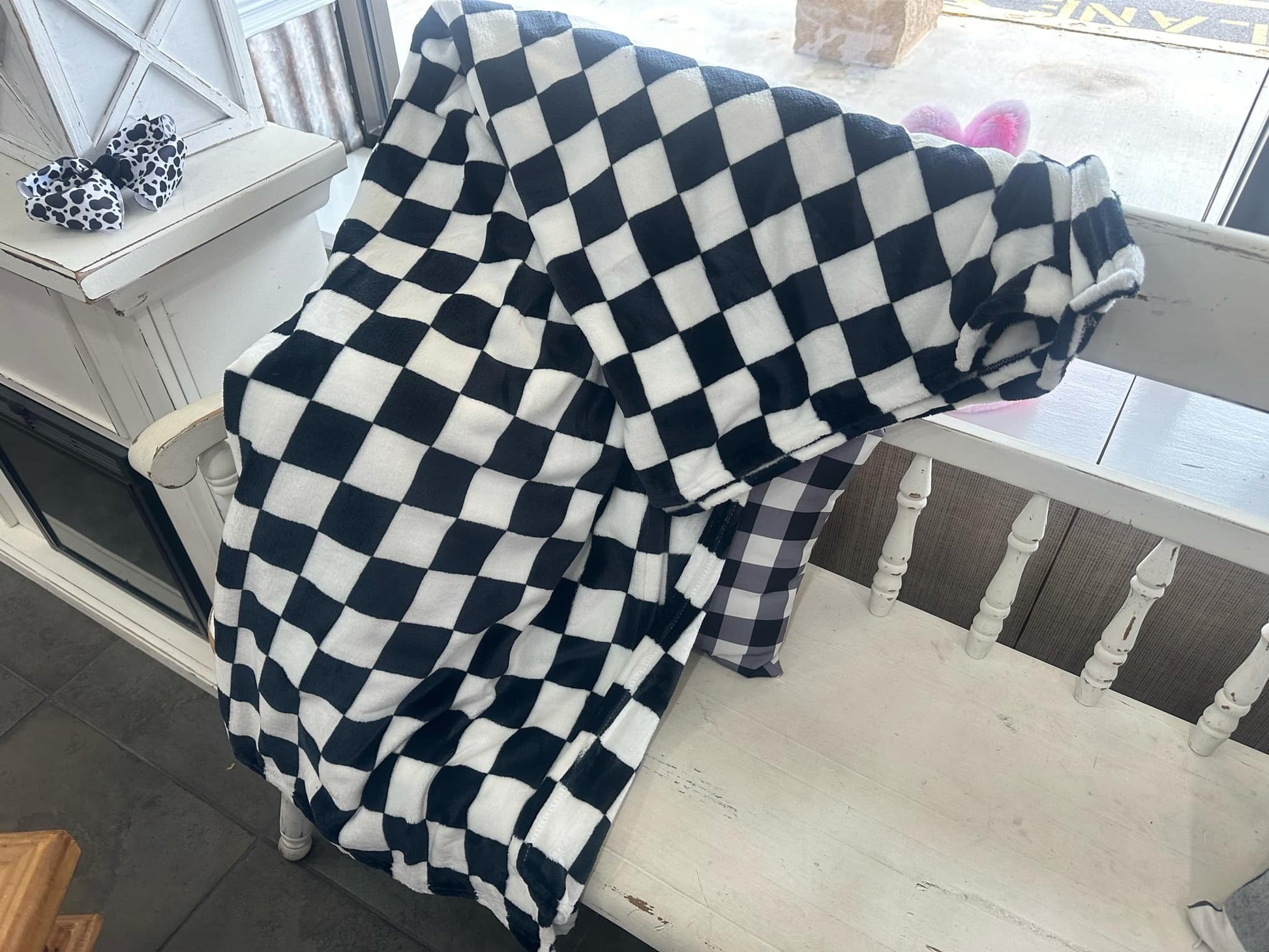 Round the Track Checkered Blanket