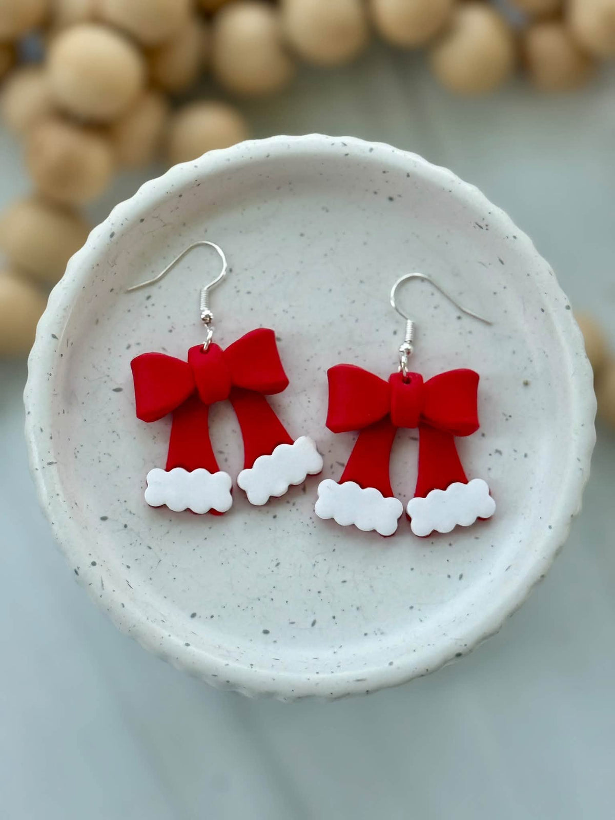 Santa Bow Dangle Earrings