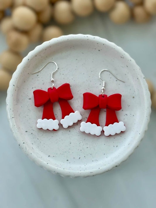 Santa Bow Dangle Earrings