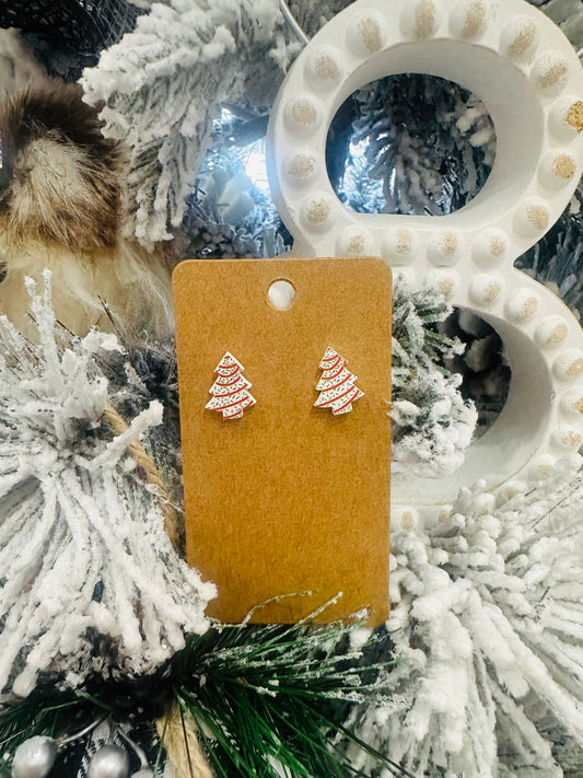 Christmas Cake Tree Stud Earrings #2