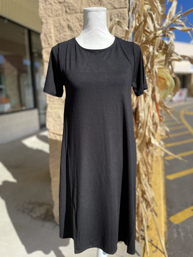 Black Flared SS Tshirt Dress