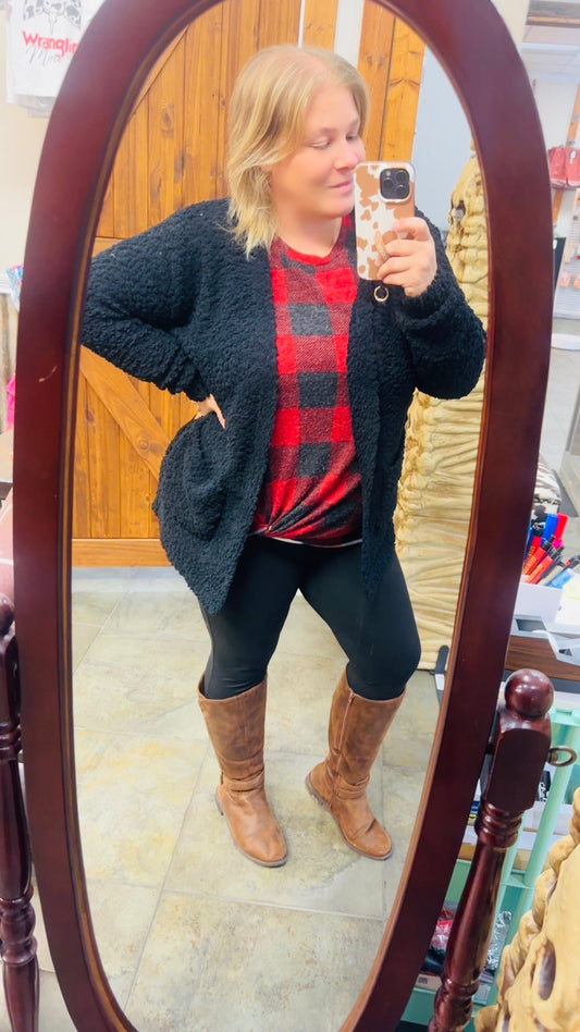 Black Popcorn Cardigan