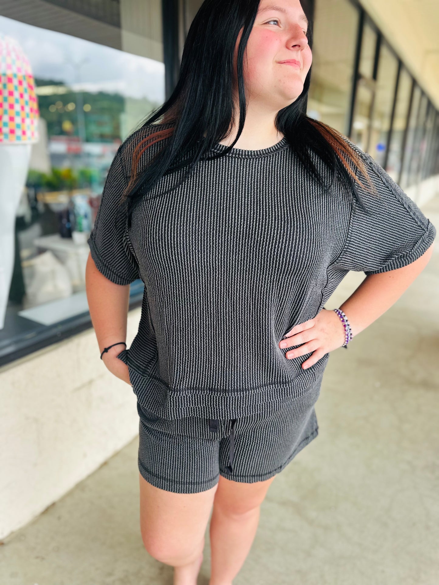 Charcoal Ribbed Comfy Set