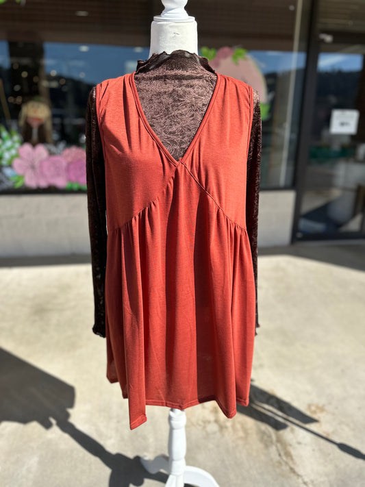 Rust Summer Sleeveless Mini Dress