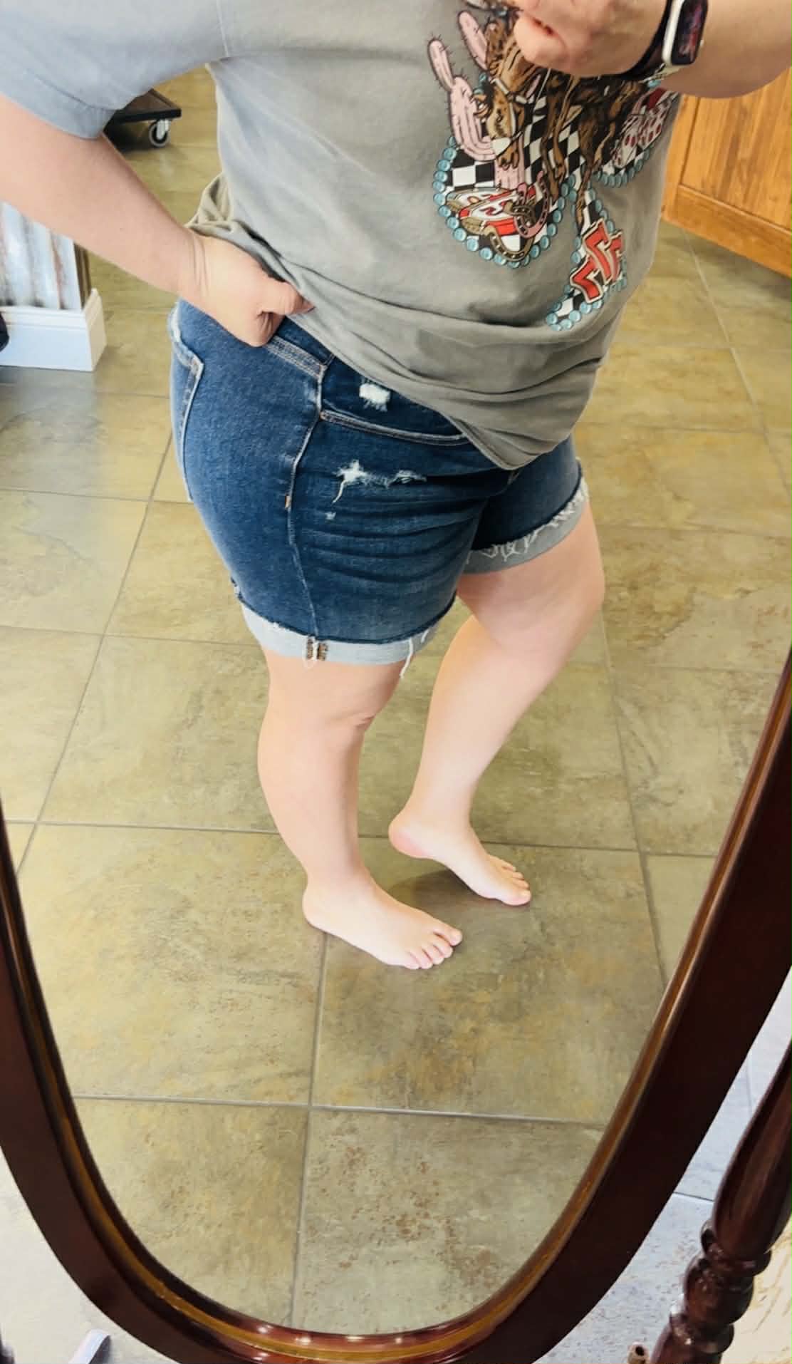 Cuffed Denim Shorts
