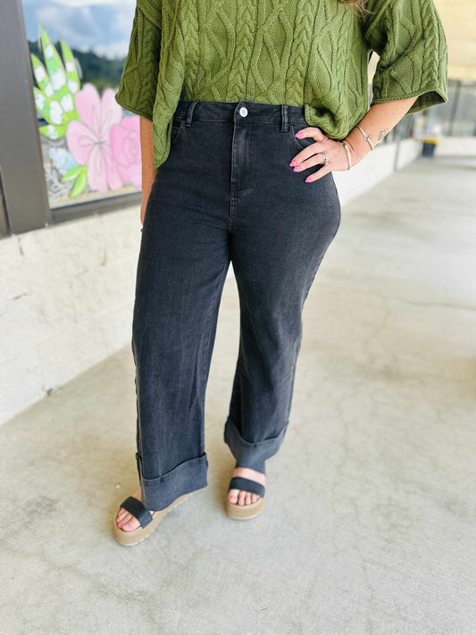 Black Cuffed Jeans
