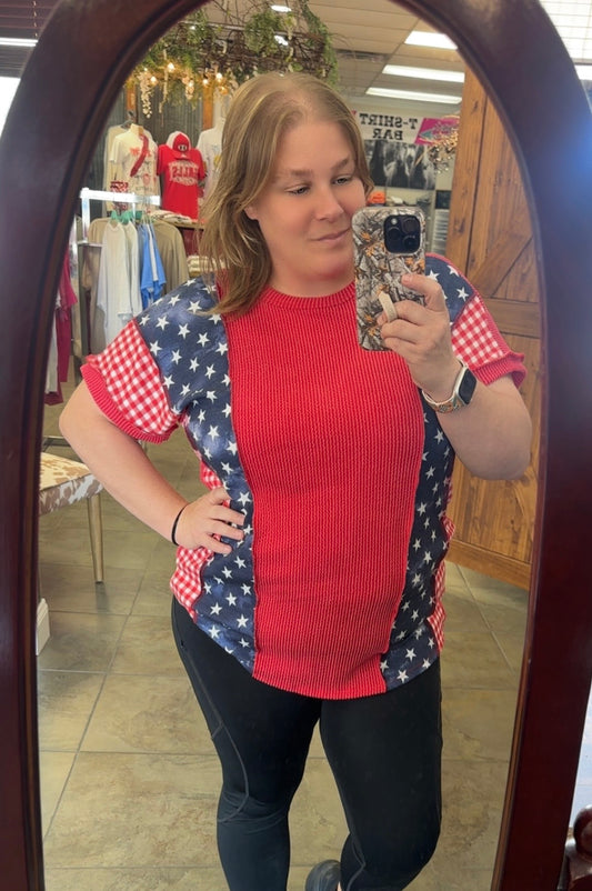 Oh Glory Red Stars Top