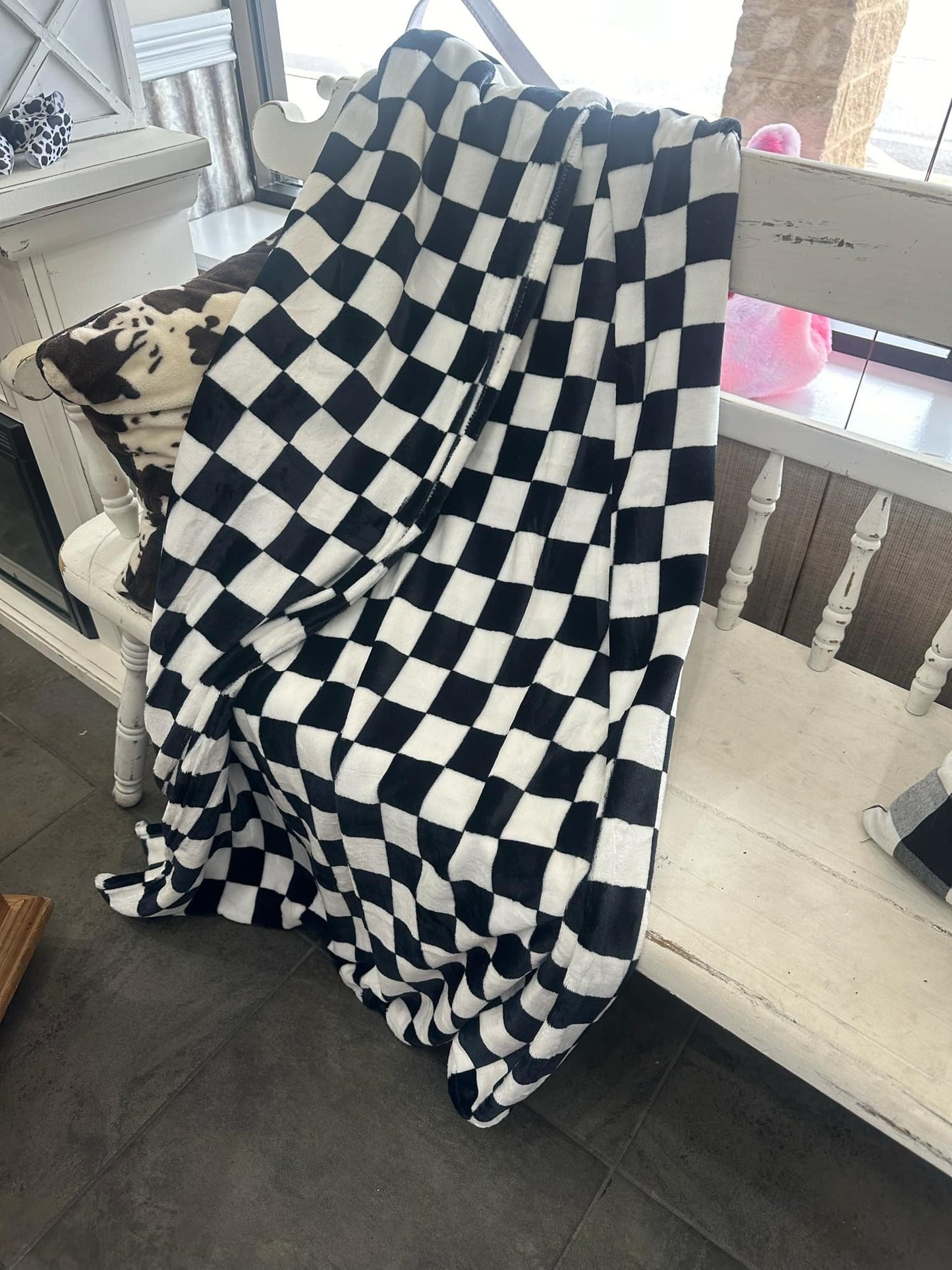 Round the Track Checkered Blanket