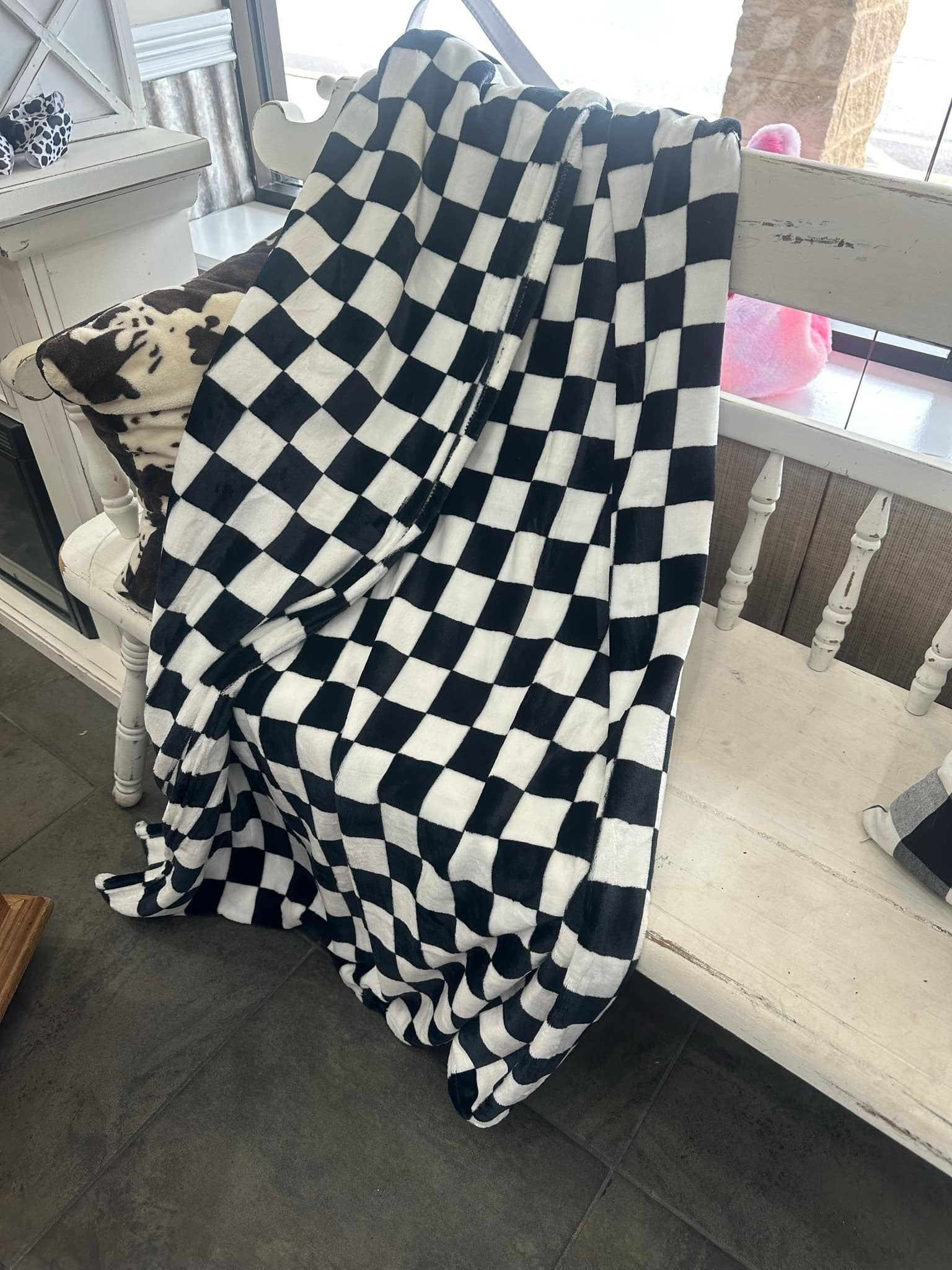 Round the Track Checkered Blanket