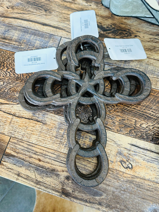 Metal Wall Horseshoe Cross