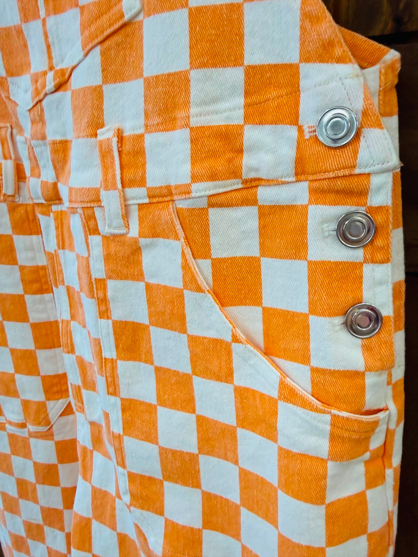 Orange & White Checkered Overalls