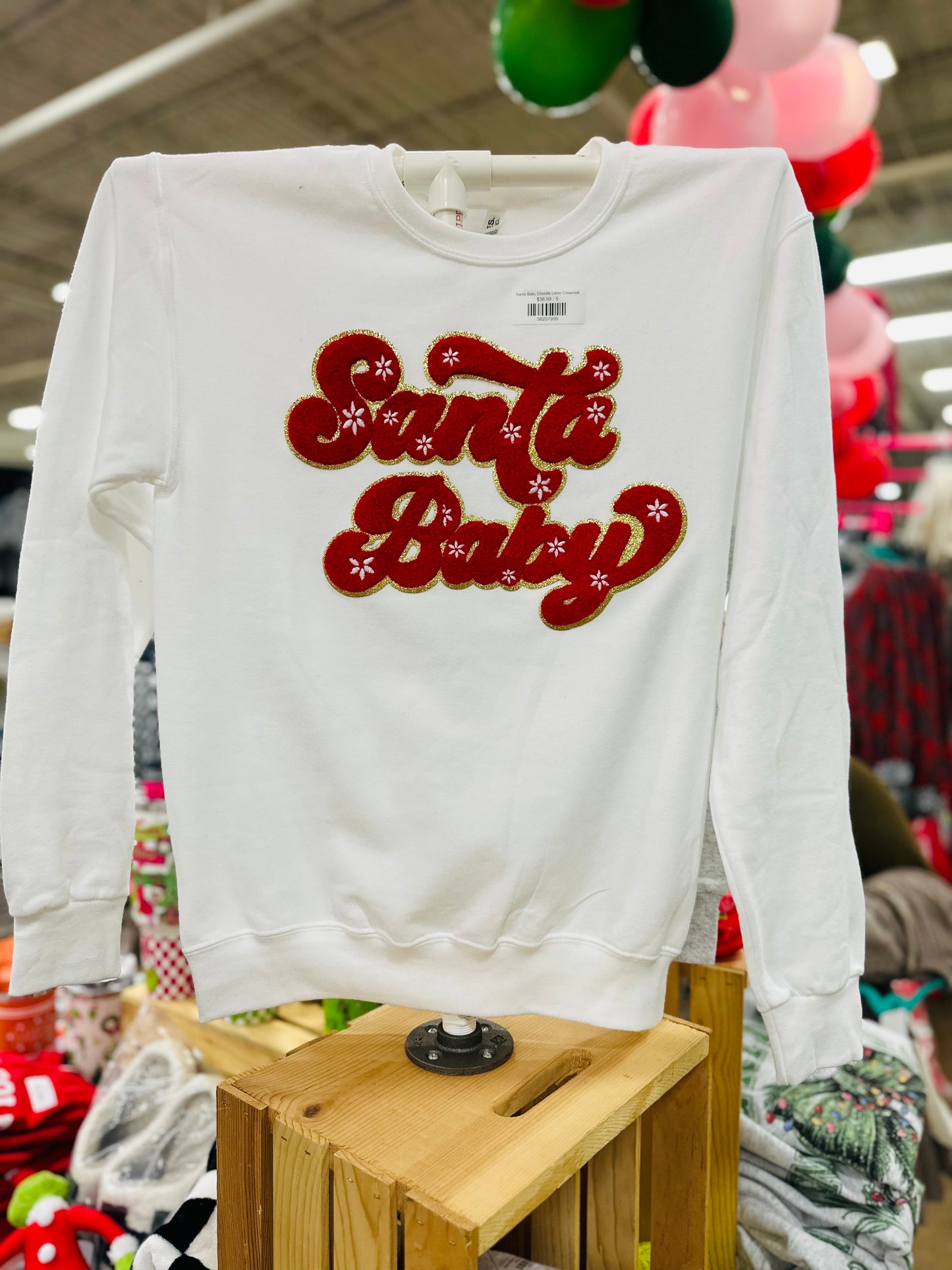 Santa Baby Chenille Letter Crewneck