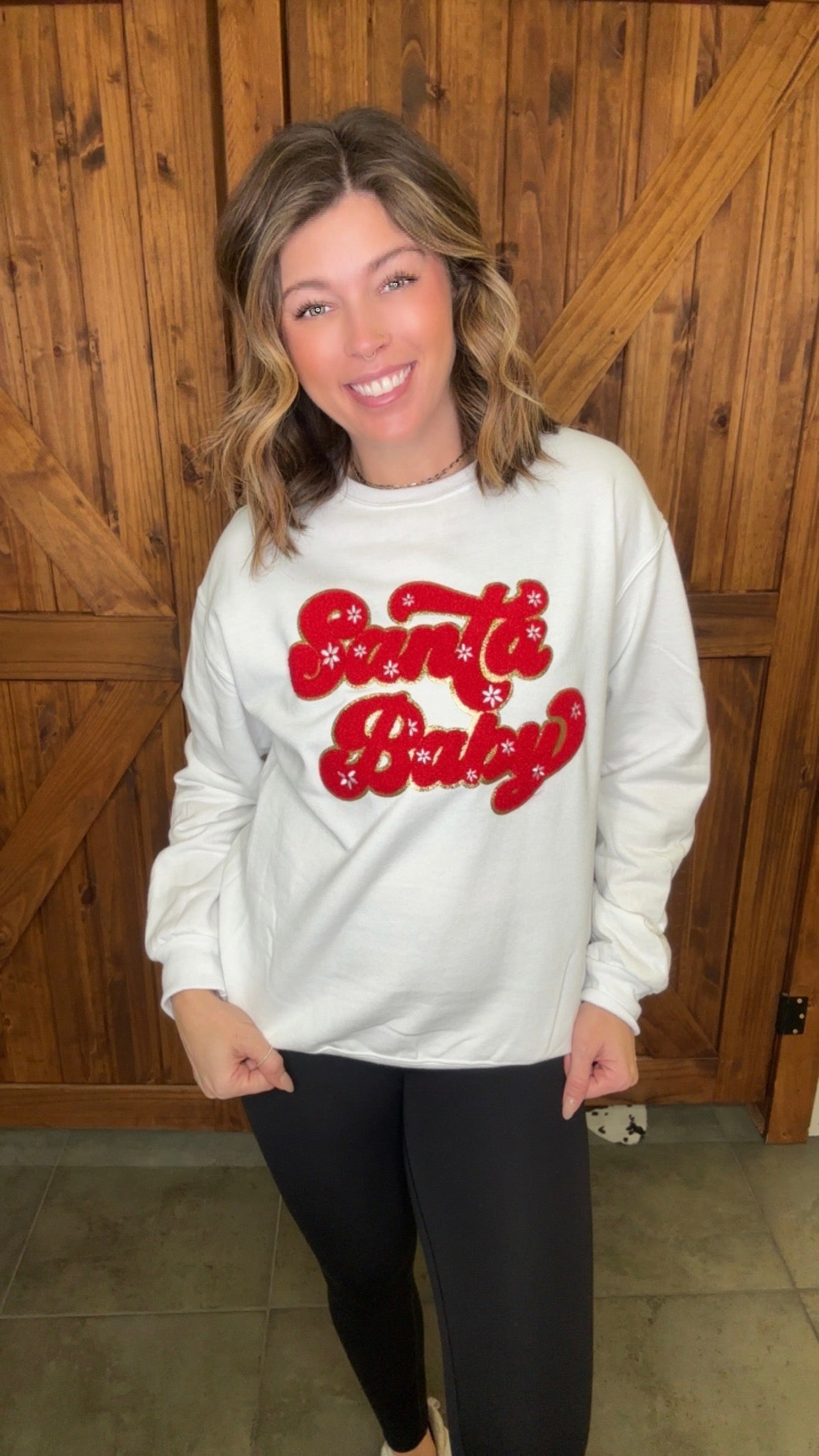 Santa Baby Chenille Letter Crewneck