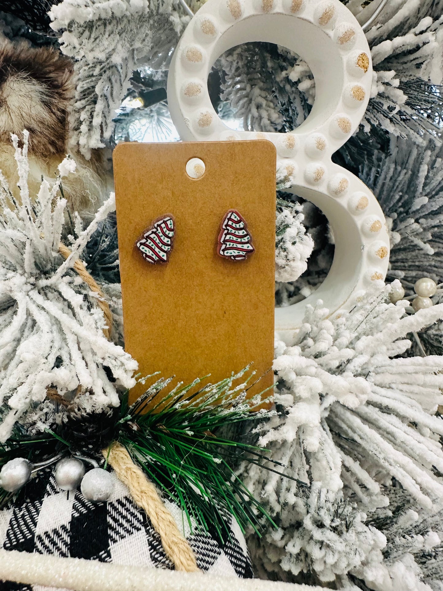 Acrylic Printed Tree Cake Earrings