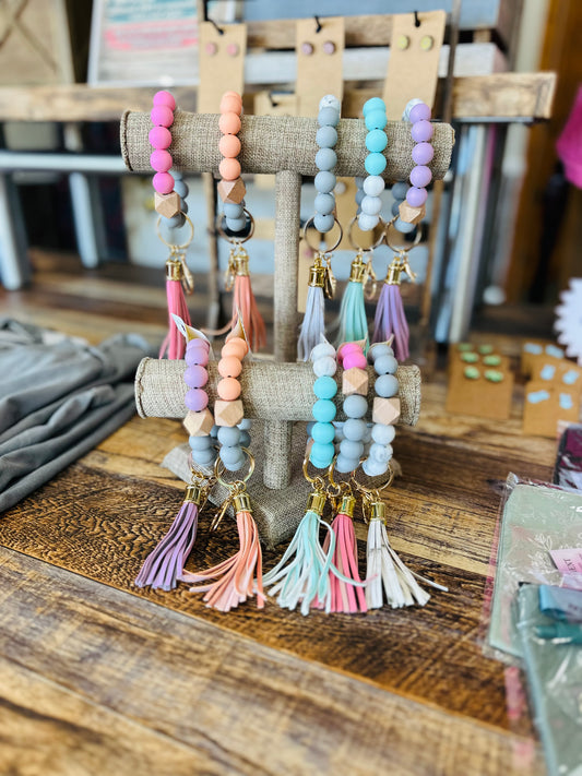 Beaded Stretch Bangle w/ Tassel