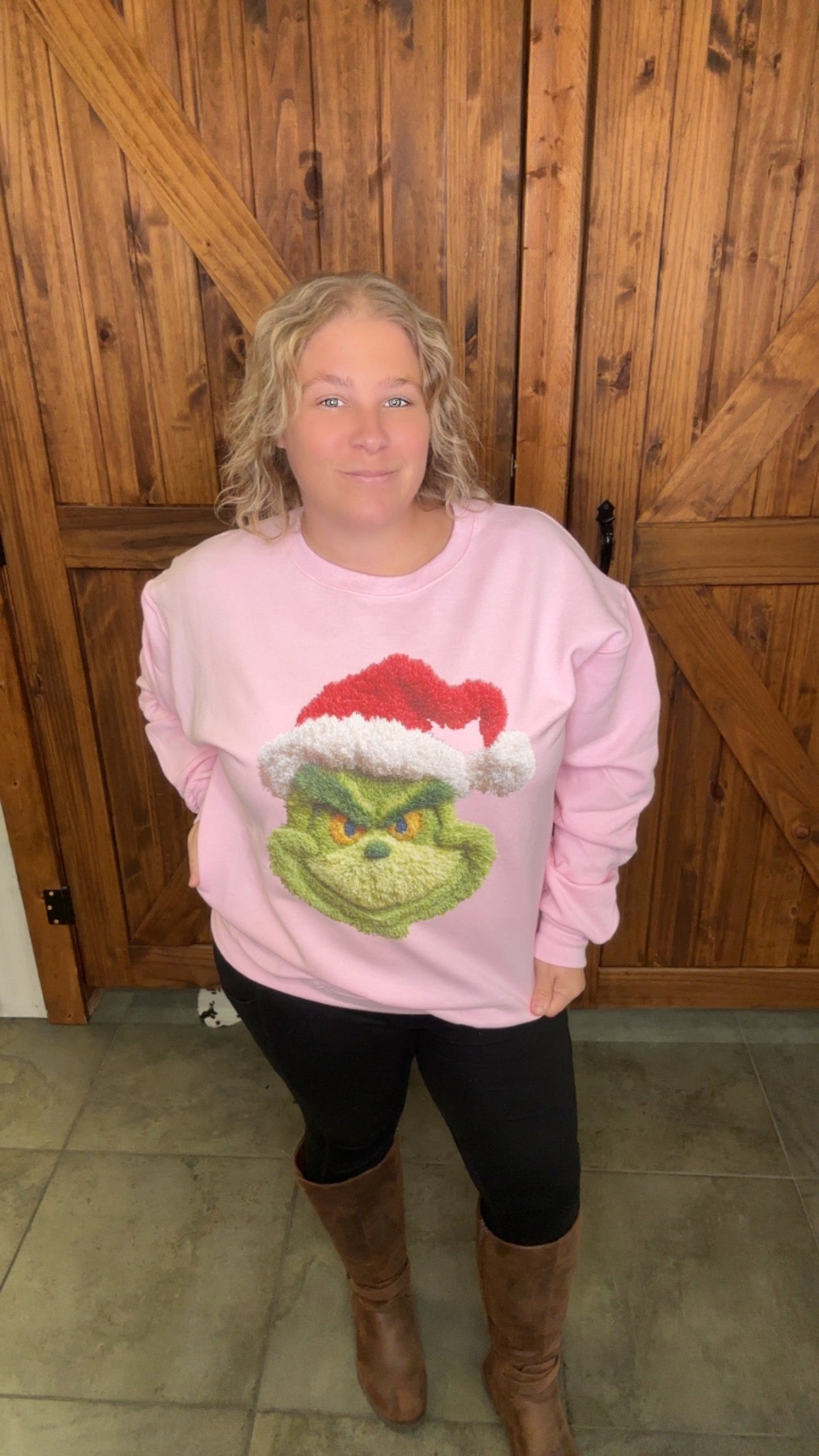 Pink Yarn Santa Grinch Sweatshirt