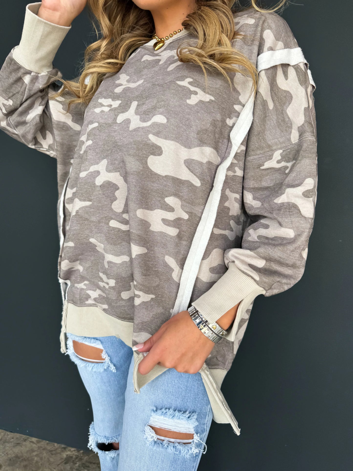 Green Camo Classic Crew Pullover