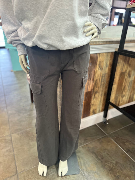 Charcoal Straight Leg Cargo Pants