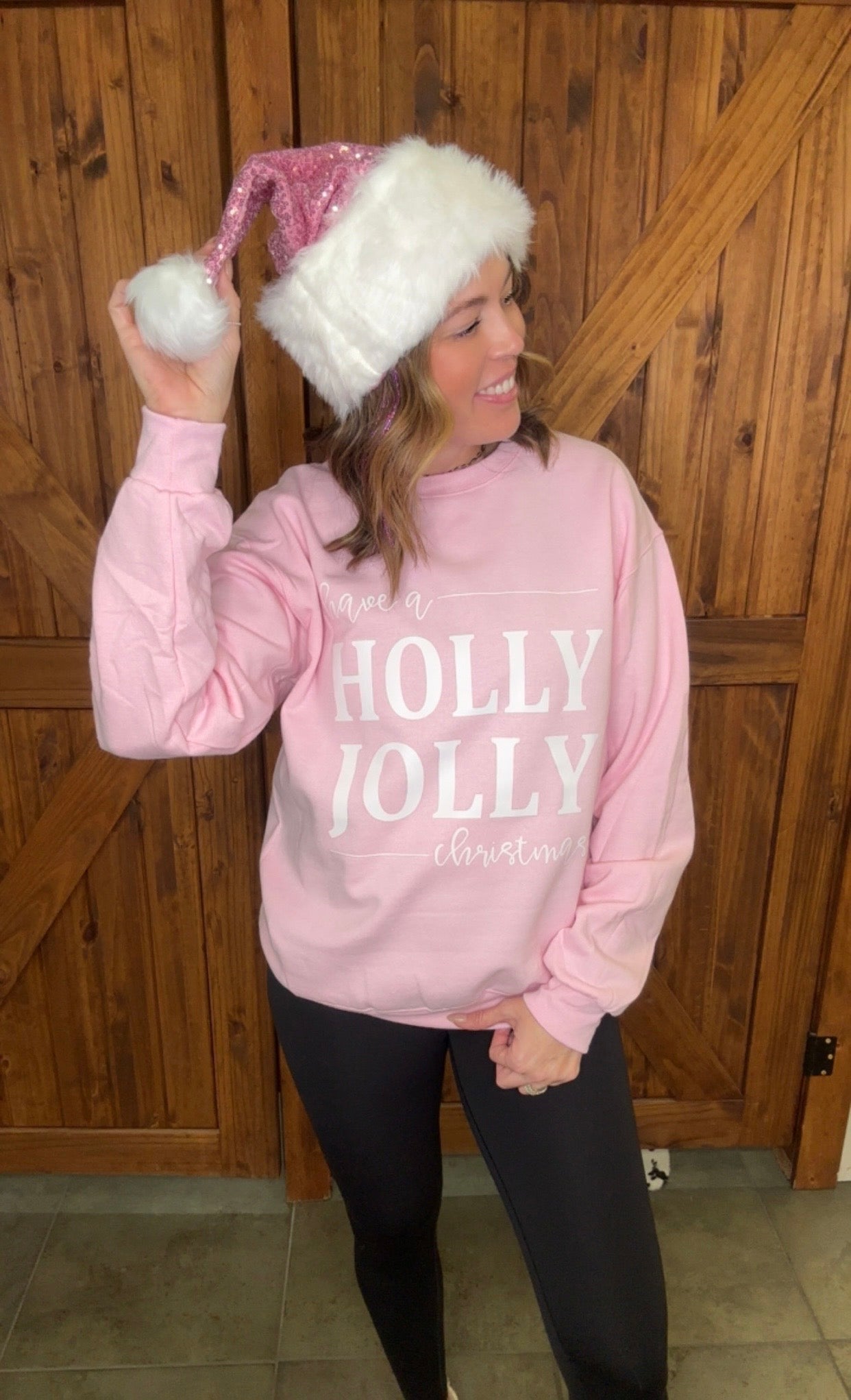 Pink Holly Jolly Crewneck