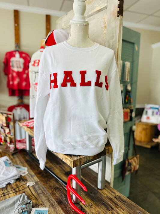 Halls Varisty White Sweatshirt