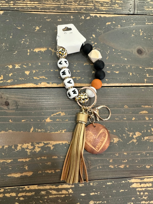 Mama Beaded Bangle with Tassel & Charm