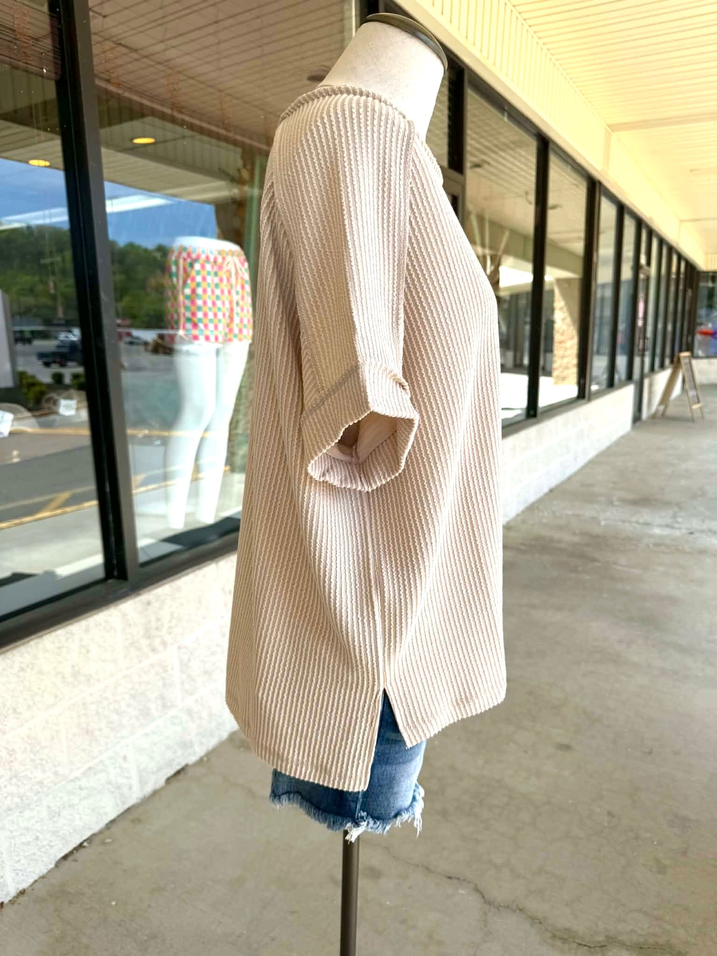 Sand Ribbed Top