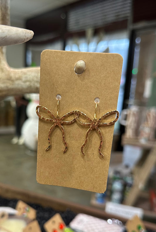 Gold Bow Dangle Earrings