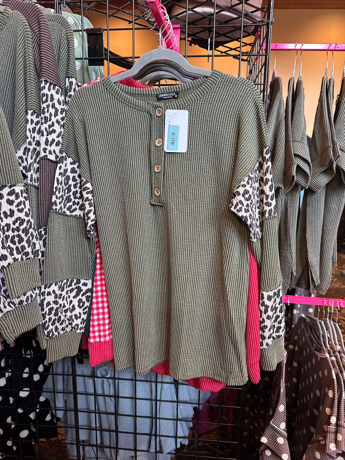 Leopard Olive Long Sleeve Top