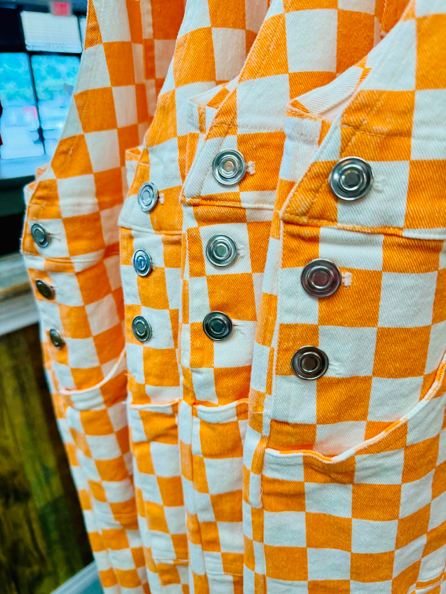 Orange & White Checkered Overalls