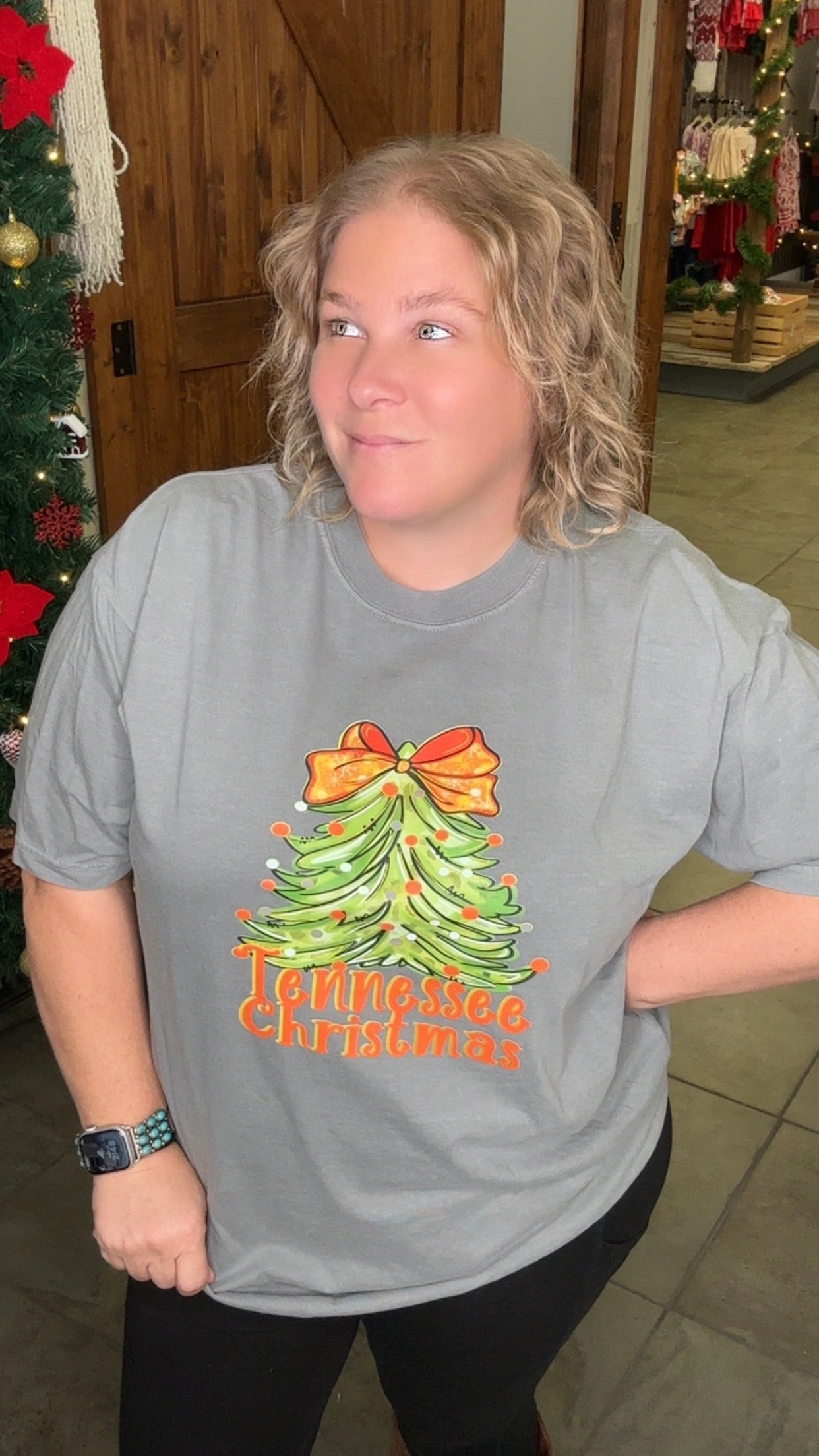 Grey Comfort Colors TN Christmas Tshirt