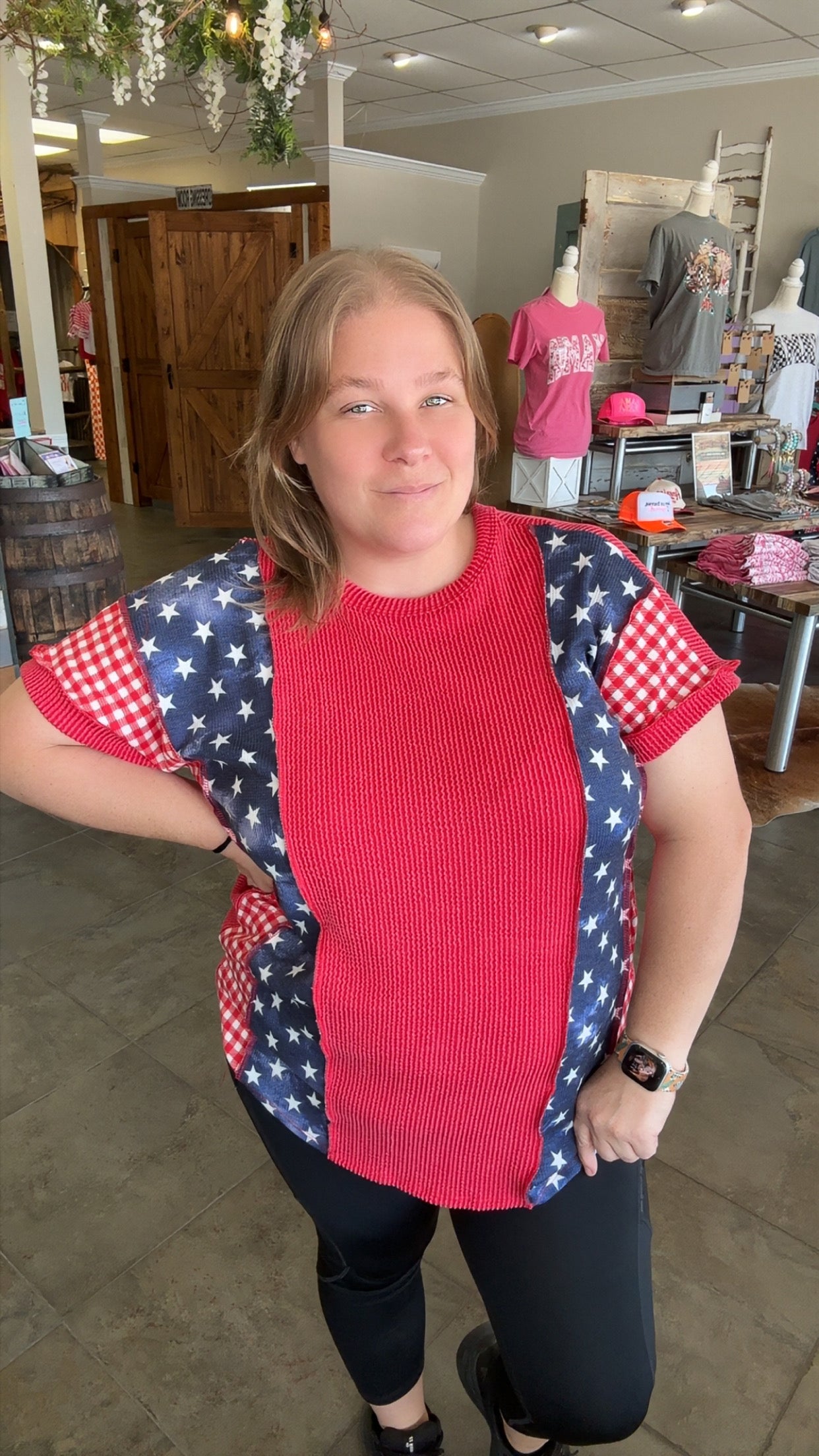 Oh Glory Red Stars Top