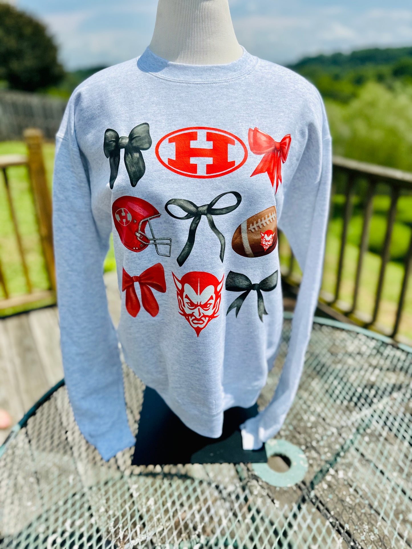 Halls Football Bow Sweatshirt
